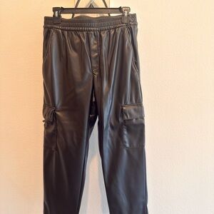 Black Leather Cargo Pants